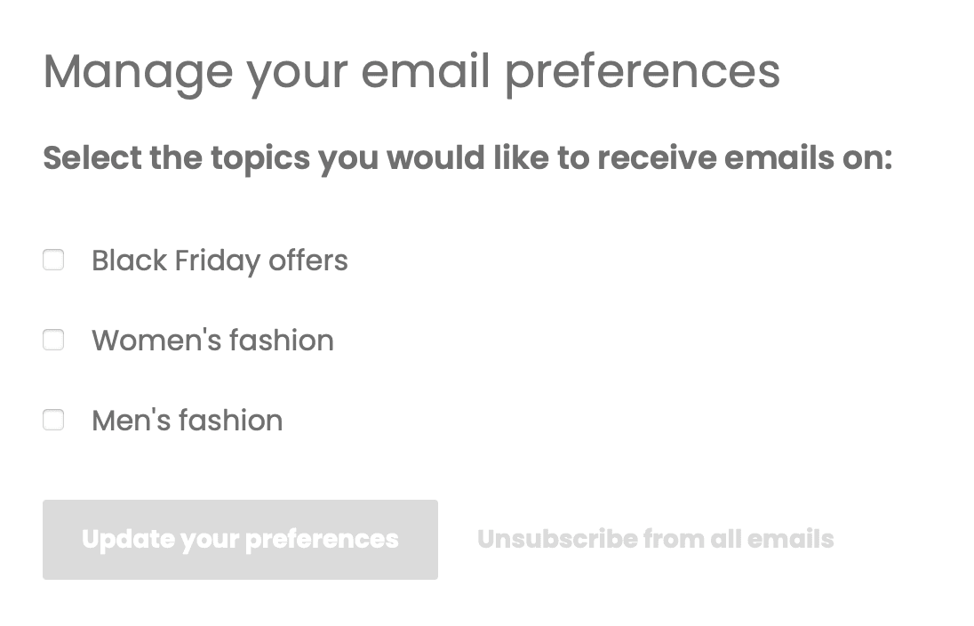 manage email preferences