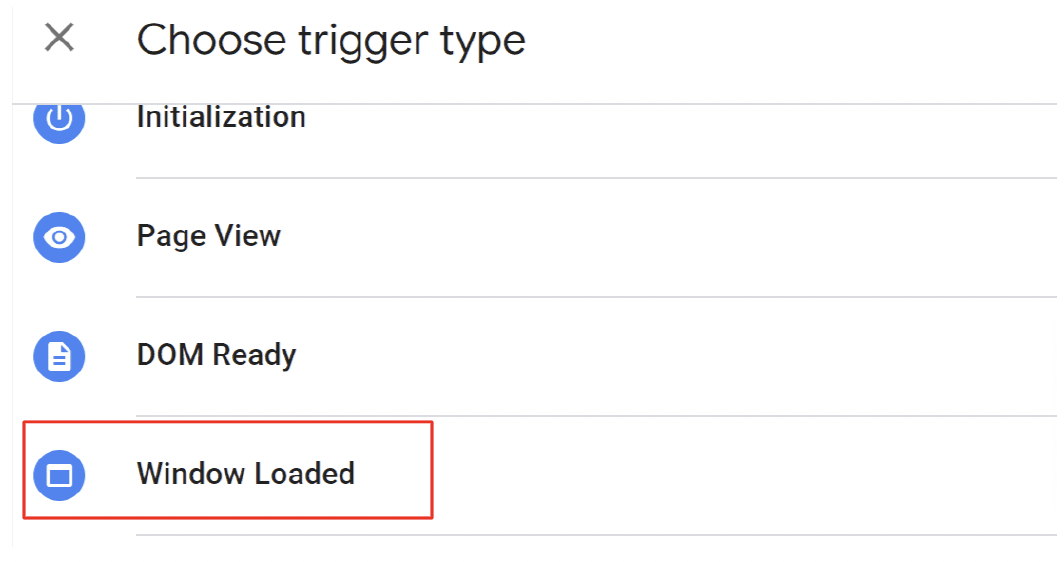 Trigger type Window loaded